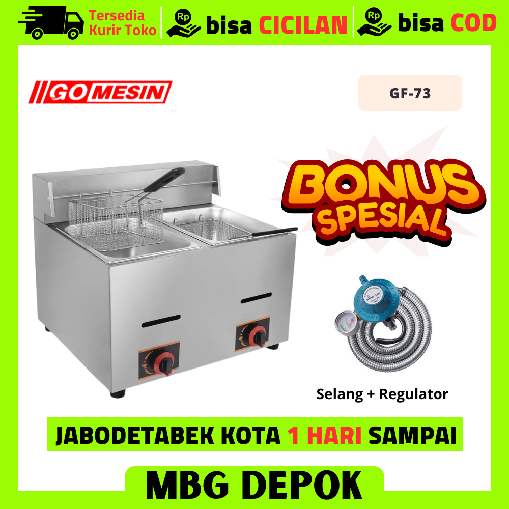 Deep Fryer Gas Gomesin GF-73 Gas Deep Fryer 2 Tank Garansi Resmi