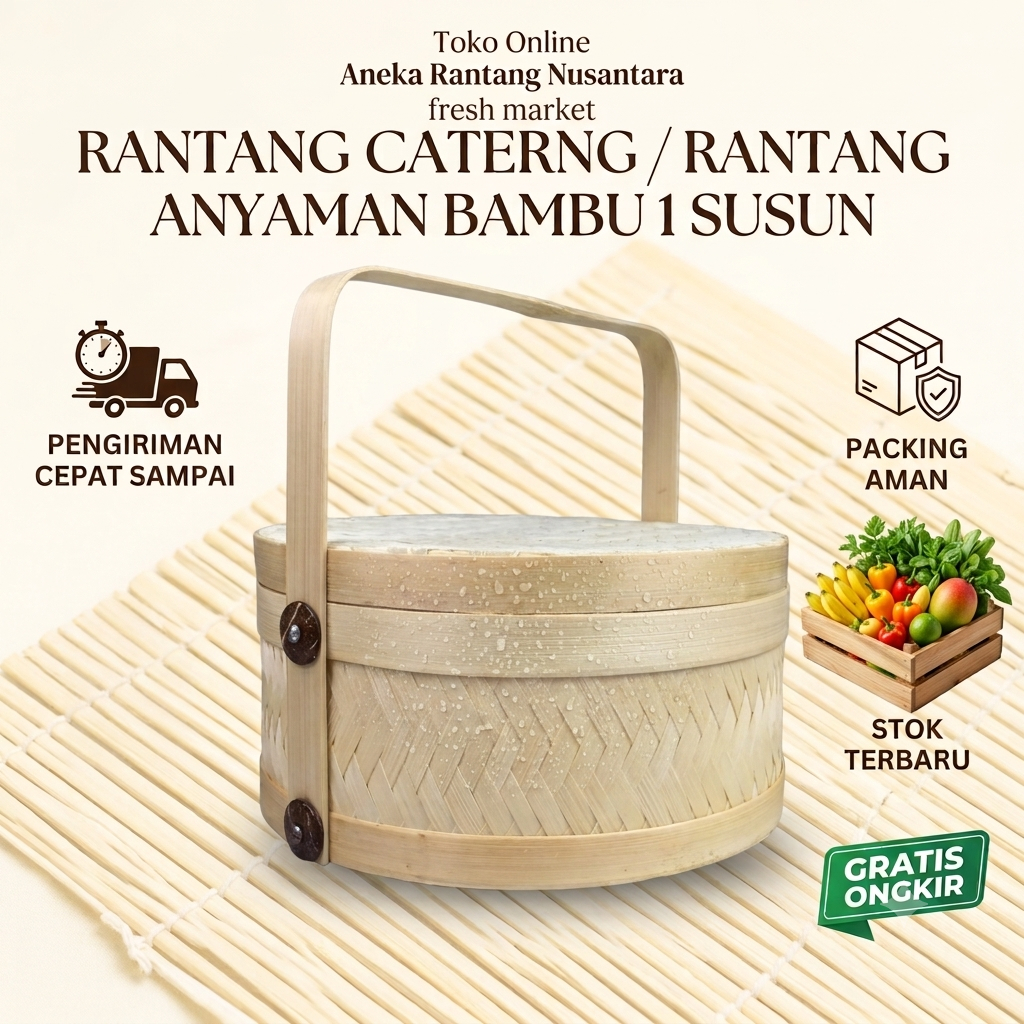 Rantang Catering / Rantang Anyaman Bambu 1 Susun