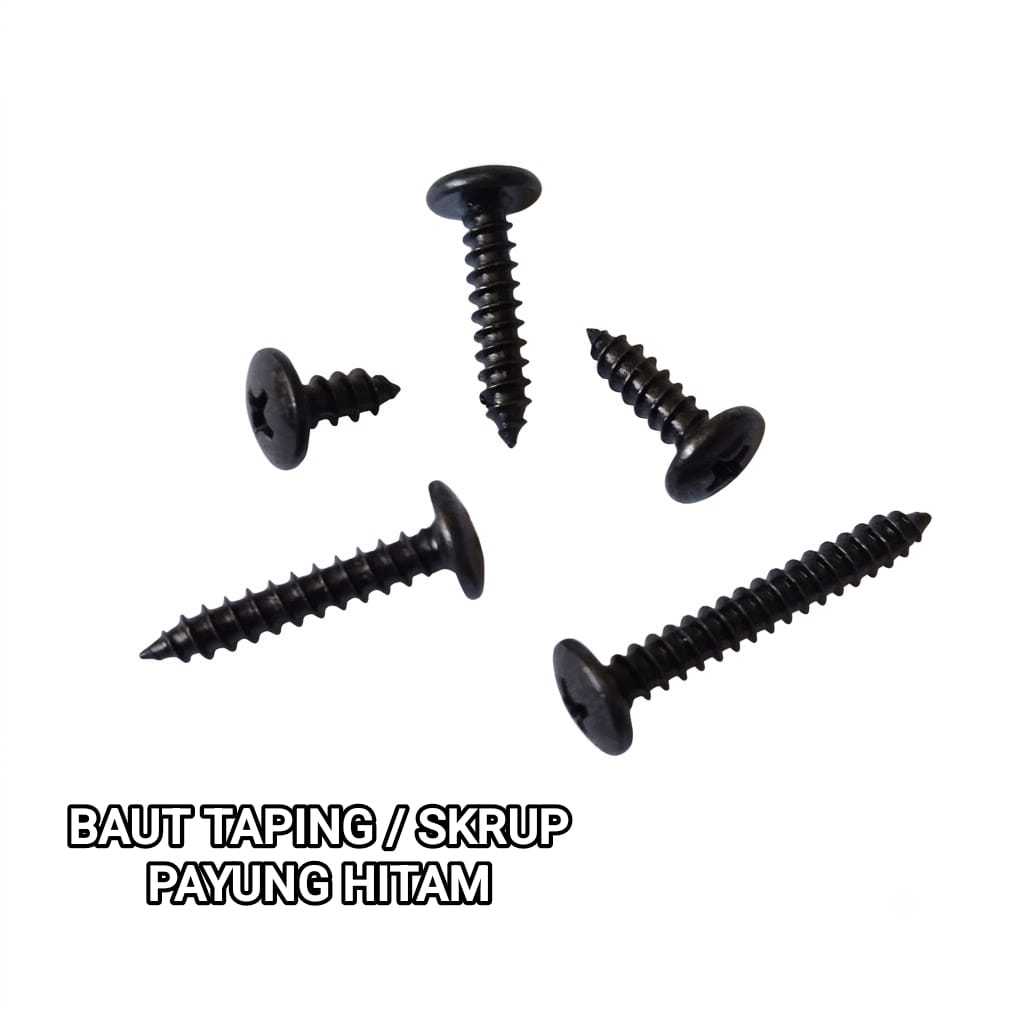 (100 Biji) Baut Tapping M3 Skrup Hitam Baut Speaker Payung Hitam