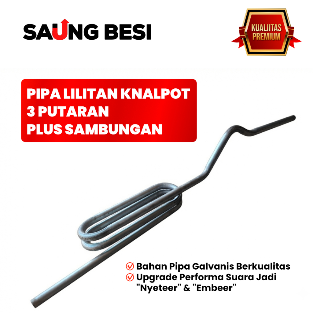 Pipa lilitan knalpot 3 putaran plus sambungan bahan galvanis