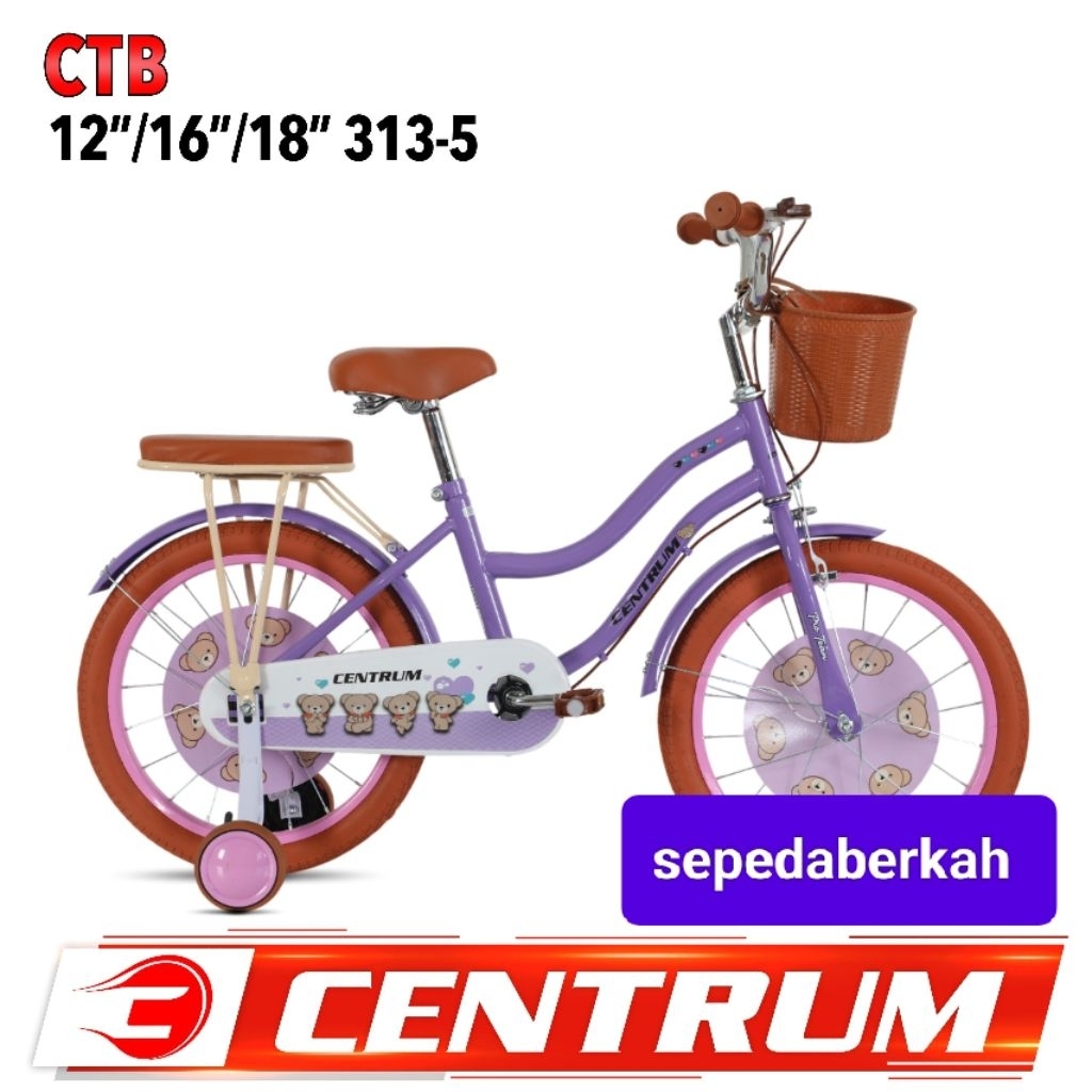 sepeda anak 16 mini centrum 313,16 mini centrum 313-5 ban coklat boncengan
