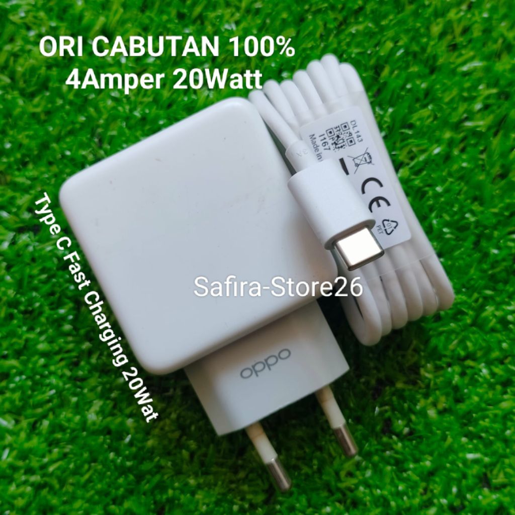 Charger Oppo 4Amper 20Wat A92 A16 A18 A33 A52 A53 A54 A54s A55 A74 5G Reno 4F A5 A9 2020 Type C Fast