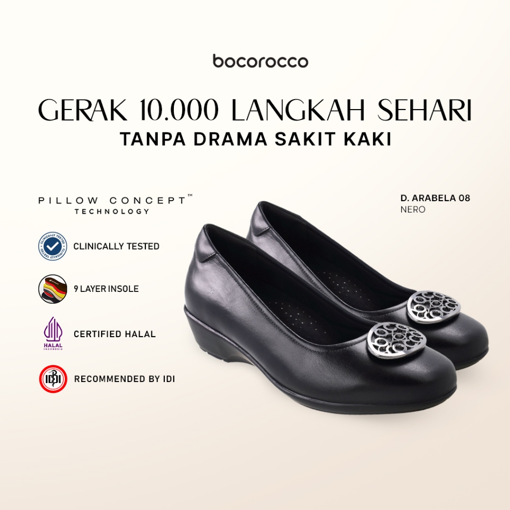 Bocorocco D. Arabela 08 Nero - Sepatu Wedges Wanita Kulit Asli