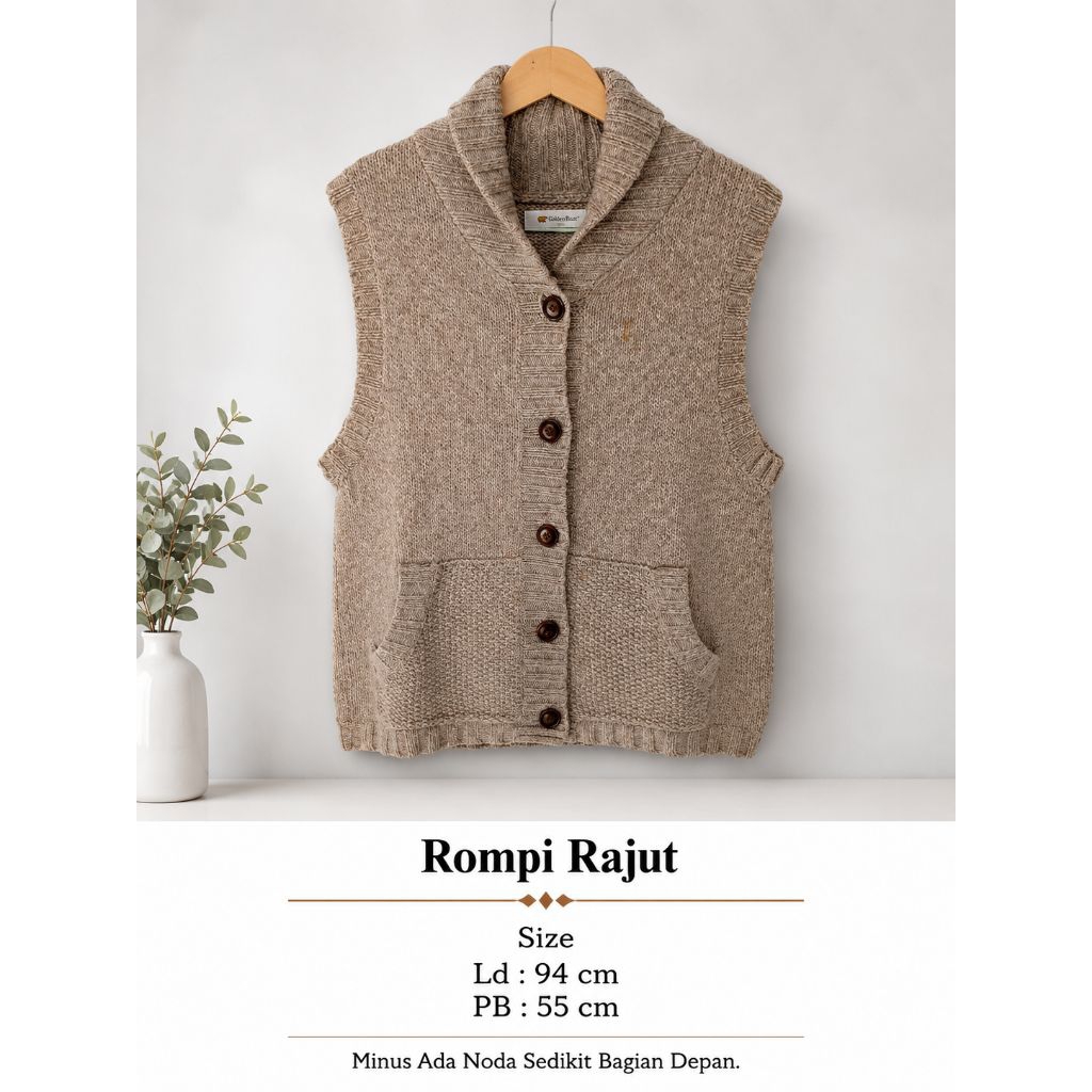 Preloved Golden Bear Rompi Rajut Knit Vest – Beige