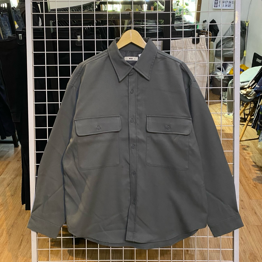 Wego Double Pocket Charcoal Ls Shirt. #Km2556