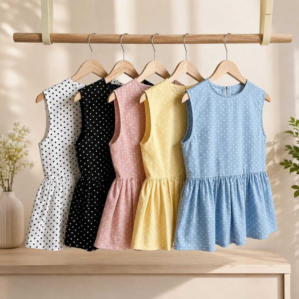 Inner Polkadot Vest Inner Polkadot Sleevee Top Atasan Wanita Blouse Polkadot Lucu