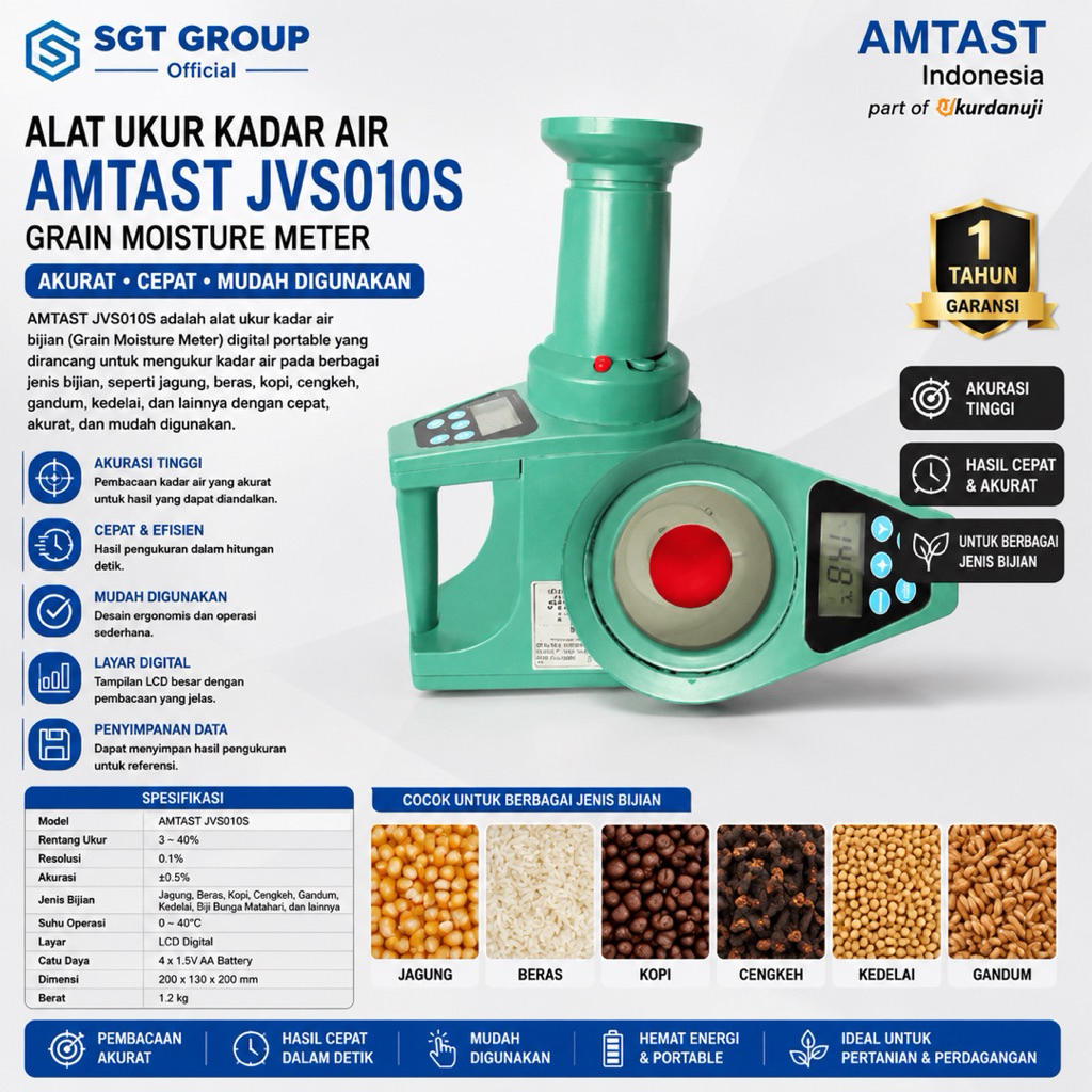 Alat Ukur Kadar Air AMTAST GM010 Jagung Beras Kopi Bijian Cengkeh AMTAST JVS010S