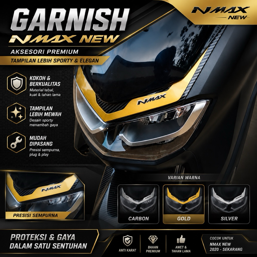 garnish lampu nmax new 2020 / variasi nmax / garnish headlamp nmax new