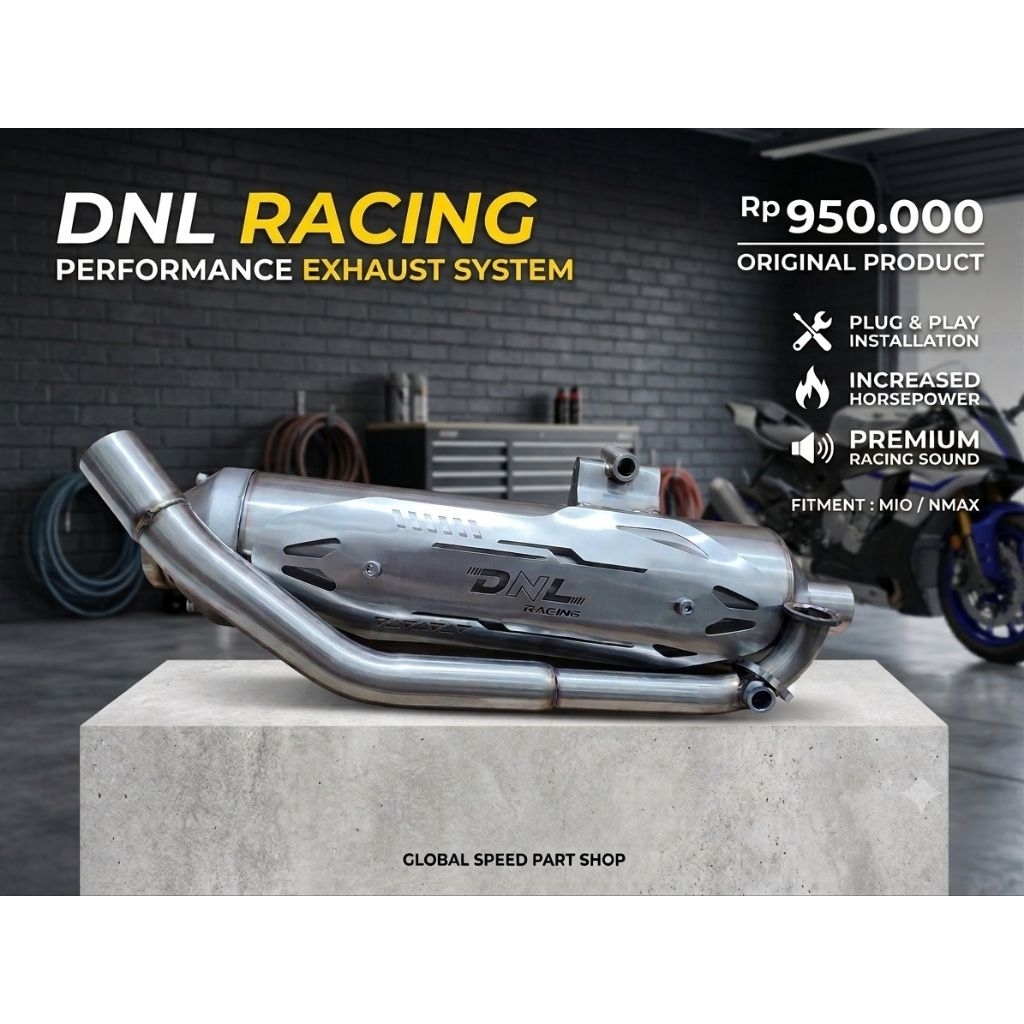 Knalpot Stainless DNL RACING ORIGINAL Mio-Beat-vario-stylo-Nmx-Pcx-scoopy