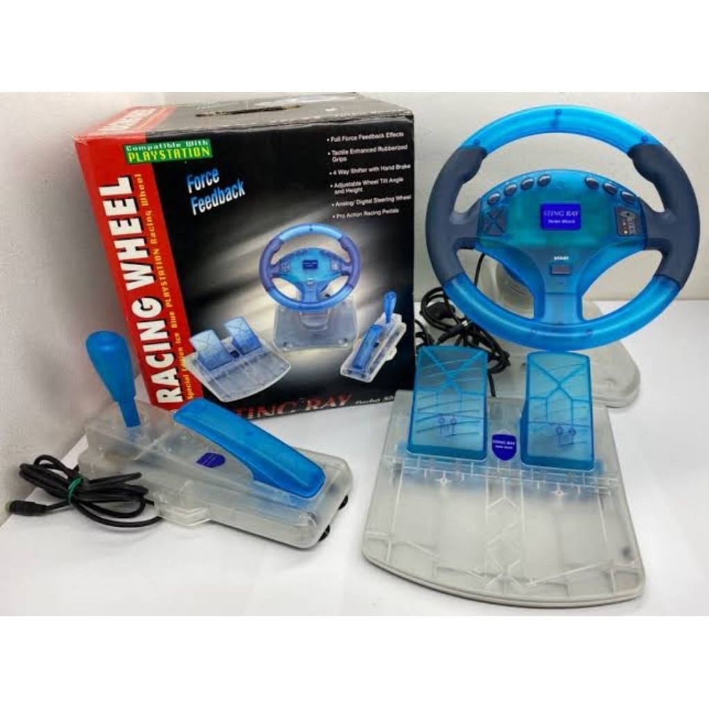 Steering wheel PS 2. stir game ps pc. joystick controller. bisa untuk komputer pakai konverter USB.