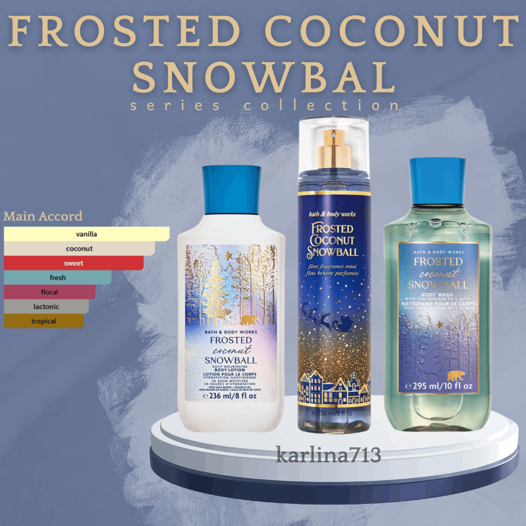 BBW Frosted Coconut Snowball Series ( Body Wash - Mist - Lotion - Candle )