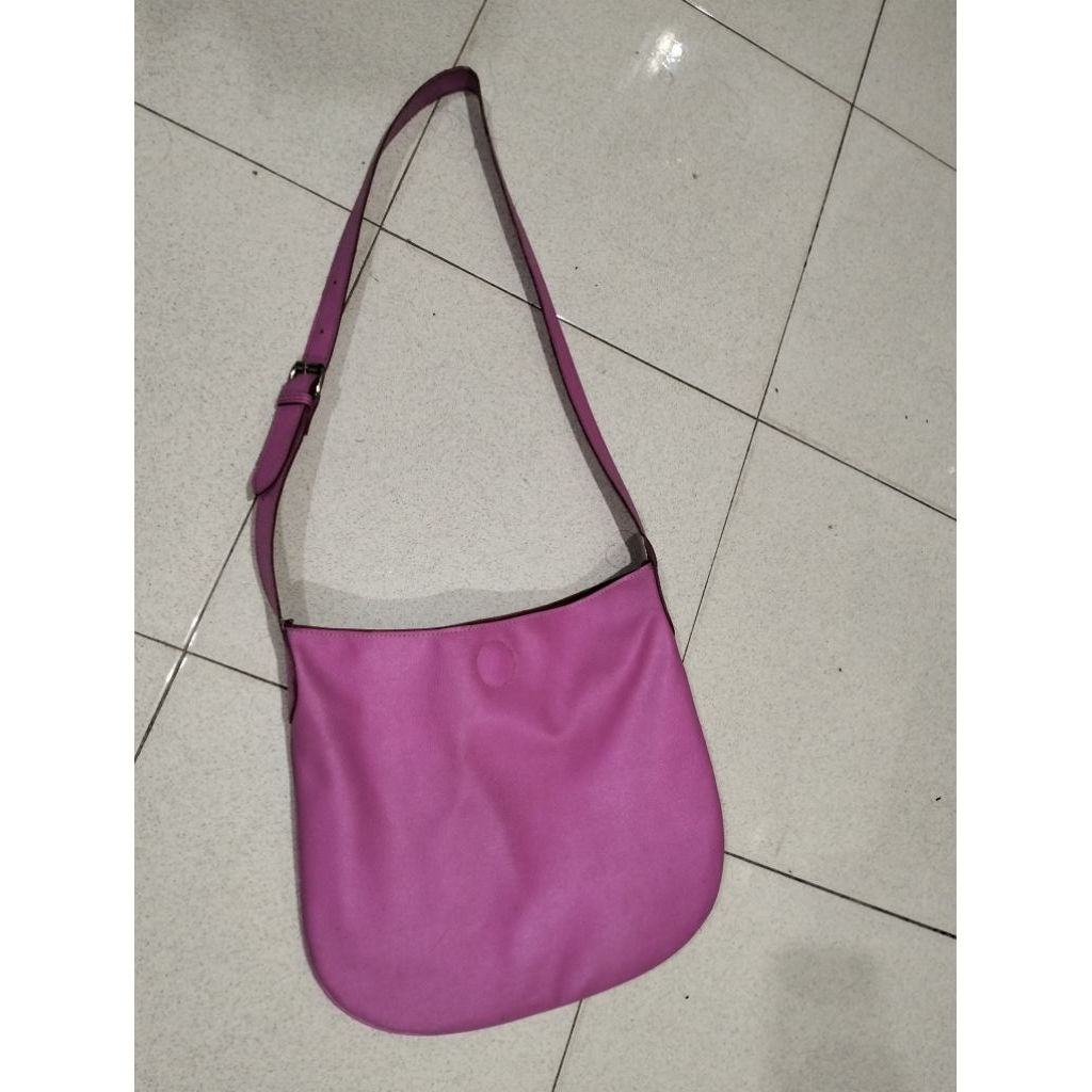 tas kulit pink fushia