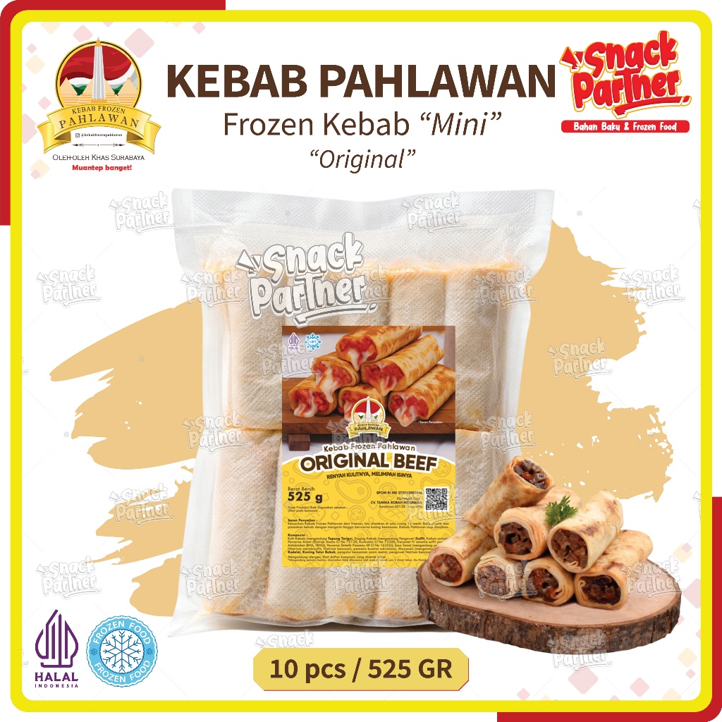 KEBAB PAHLAWAN Mini Daging Sapi Original 10 PCS / 525 GR - FROZEN FOOD Surabaya