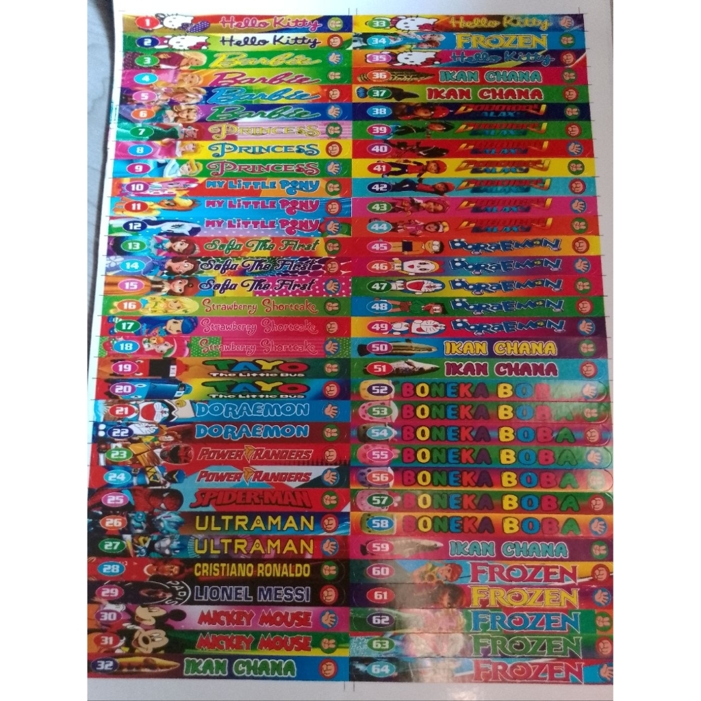 Stiker Stik Karakter Anak Isi 64 Pcs | Motif Random | Mainan Hadiah Anak