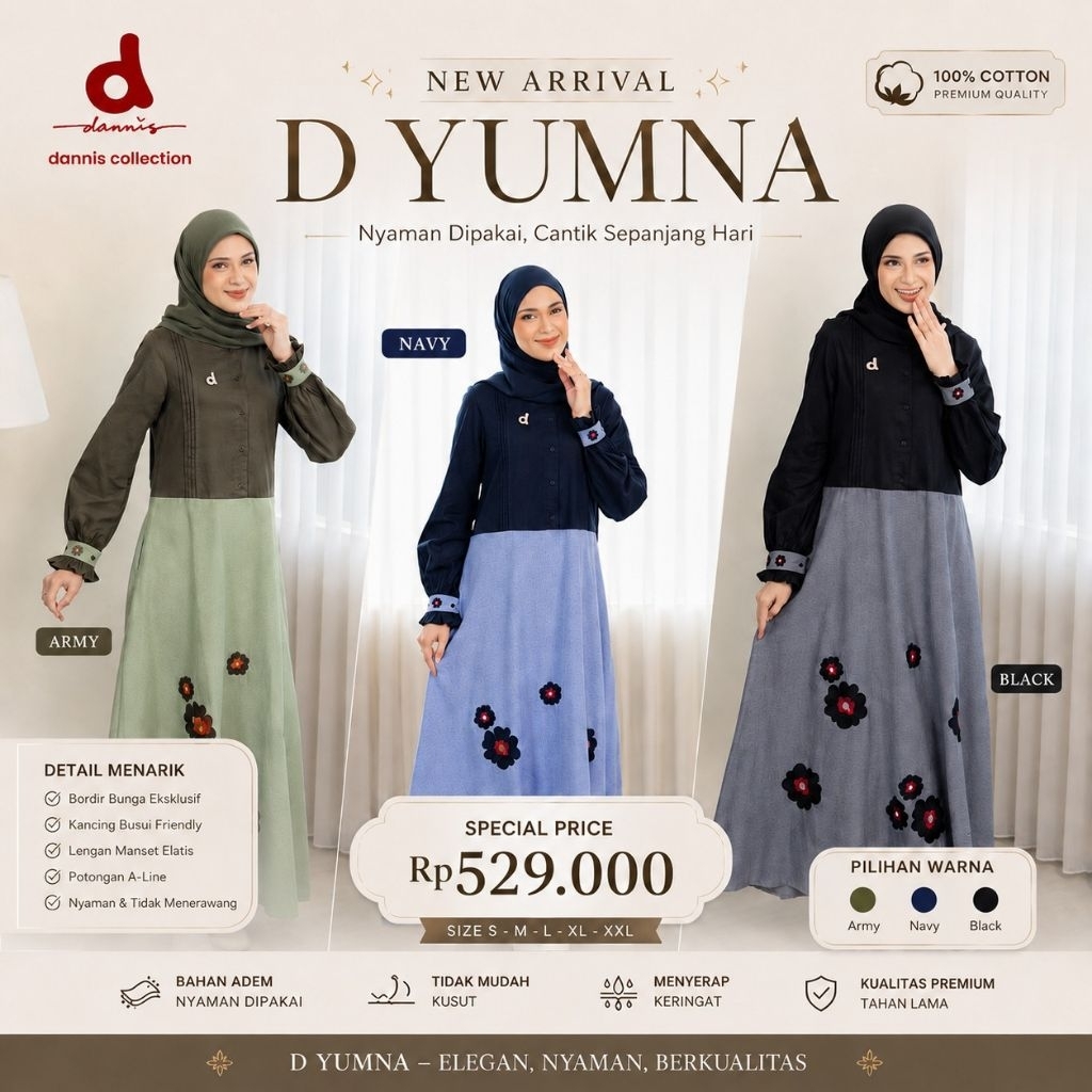 Gamis dewasa D'Yumna By.Rumah Dannis/Gamis Dannis Terbaru