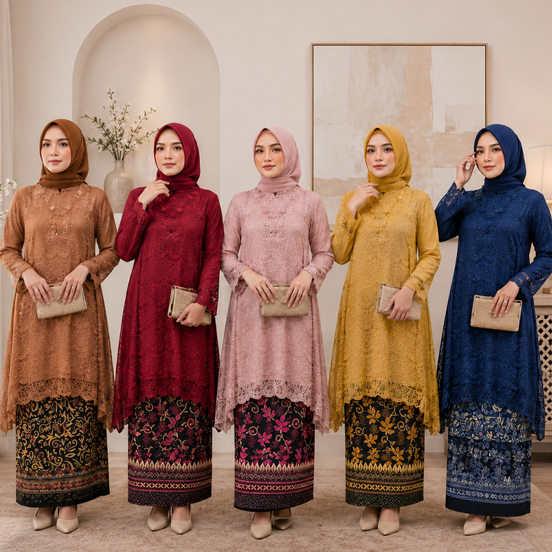Big Sale Big Sale Set Kebaya Adelia Safitri Brukat Kebaya Pesta / Kondangan / Wisuda / Kartini
