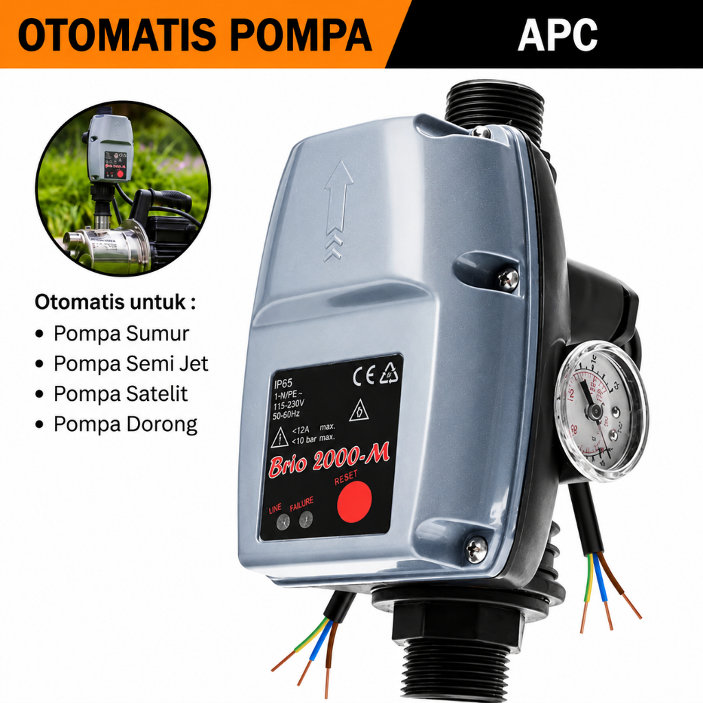 Otomatis Pompa Air APC Brio 2000M Otomatis Pompa Sumur Saklar Pompa Anti Cetak Cetek Otomatis APC