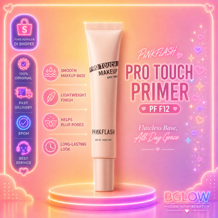 PINKFLASH PRO TOUCH PRIMER PF F12 |  Memudarkan pori pori  Memuluskan kerutan kerutan  Permukaan kul