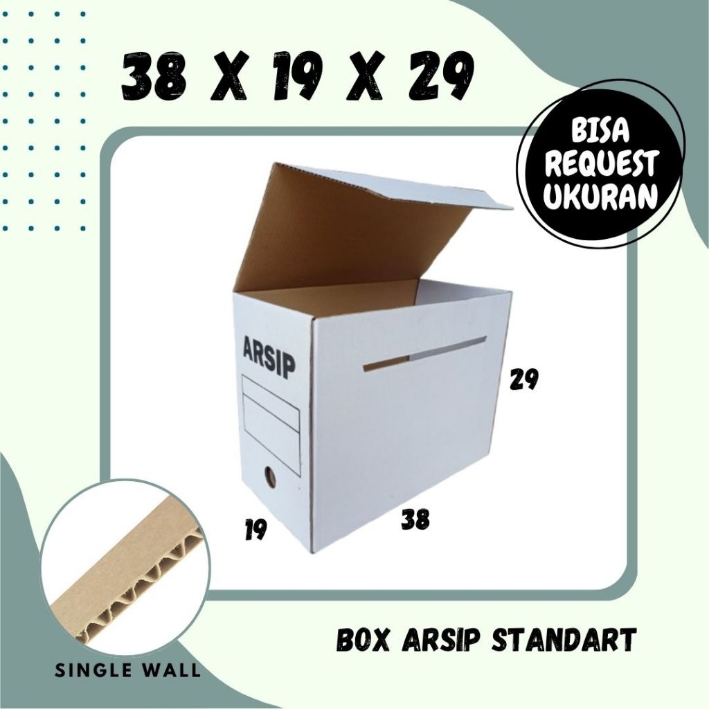 Box Arsip Print Standart 38x19x29 Putih Kardus File Arsip Packing/polos/Arsip/File/filebox/arsipbox/
