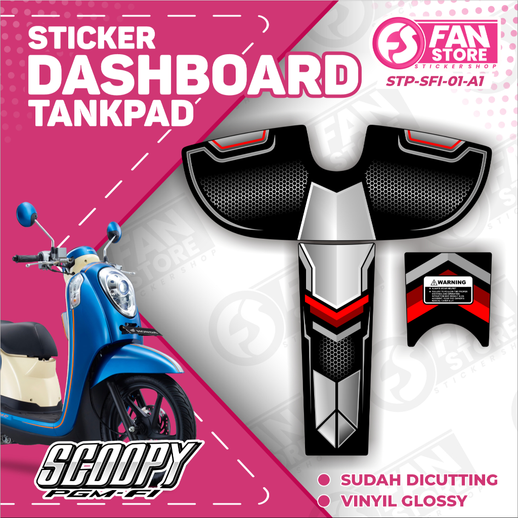 Stiker Dashboard Deck Dashboard Tankpad Scoopy Motif Minimalis Timeless Edition - Sticker Aksesoris 