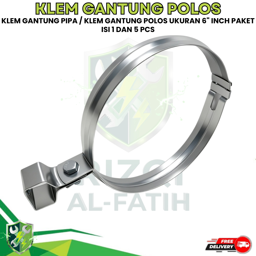 Hanger Clamp Besi 6" Polos / Klem Gantung Ukuran 6 inch / Klem Gantung Pipa 6" inch Kuat Tahan Karat