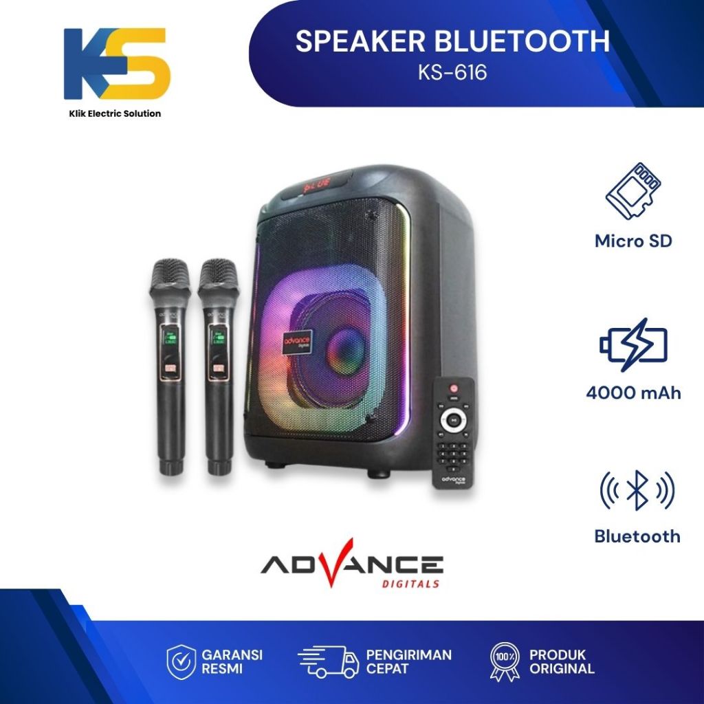 K.E.S - Advance digitals Speaker KS-616 6,5 inch Dual Microphone Wireless