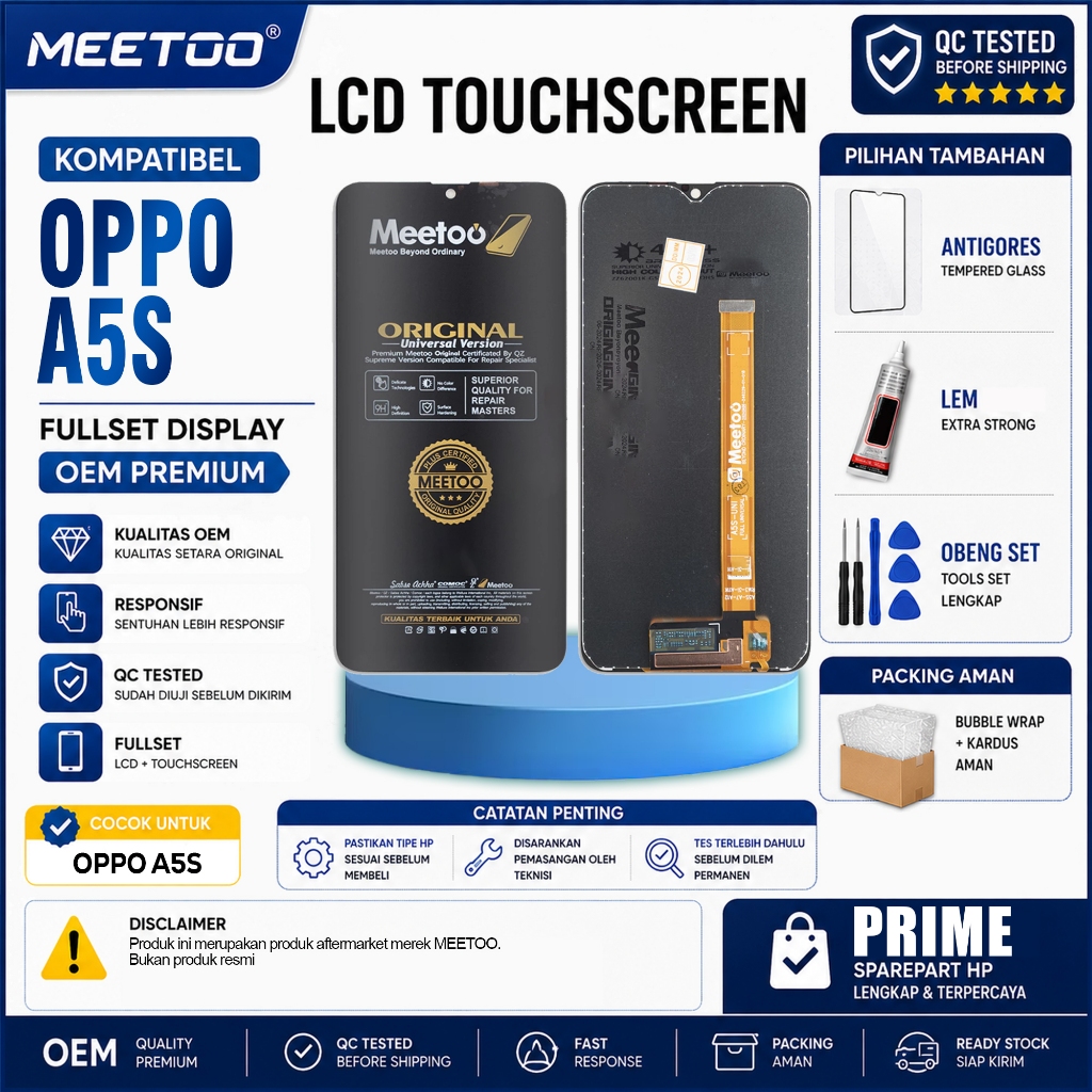 LCD OPPO A5S ORIGINAL MEETOO LCD TOUCHSCREEN OPPO A5S FULLSET