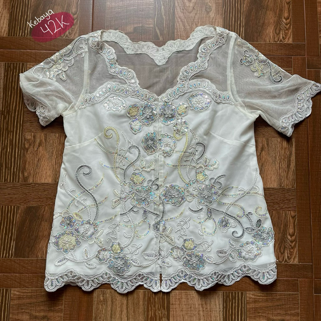 preloved kebaya lengan pendek murah putih