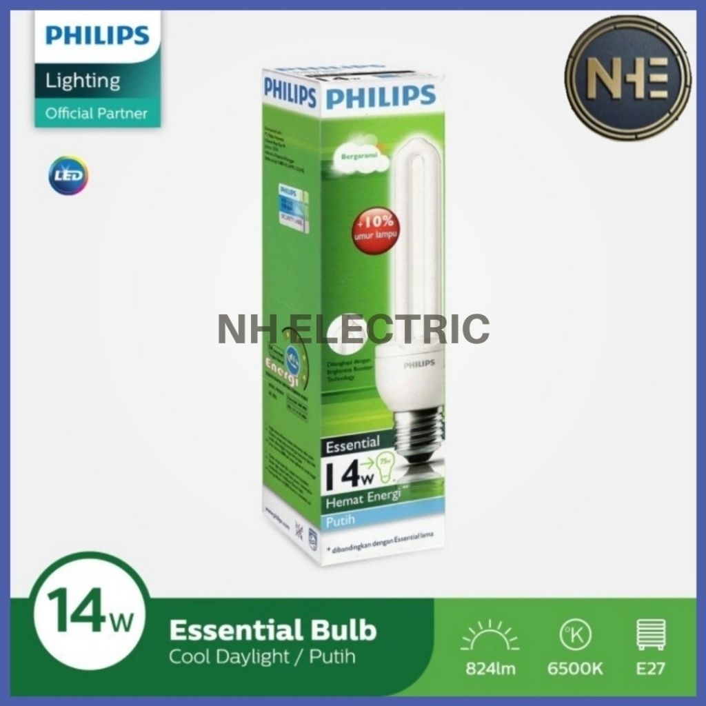 Lampu Philips Essential 14W Watt Putih CDL E27 - Esst 14 Watt Philips White 220V SNI