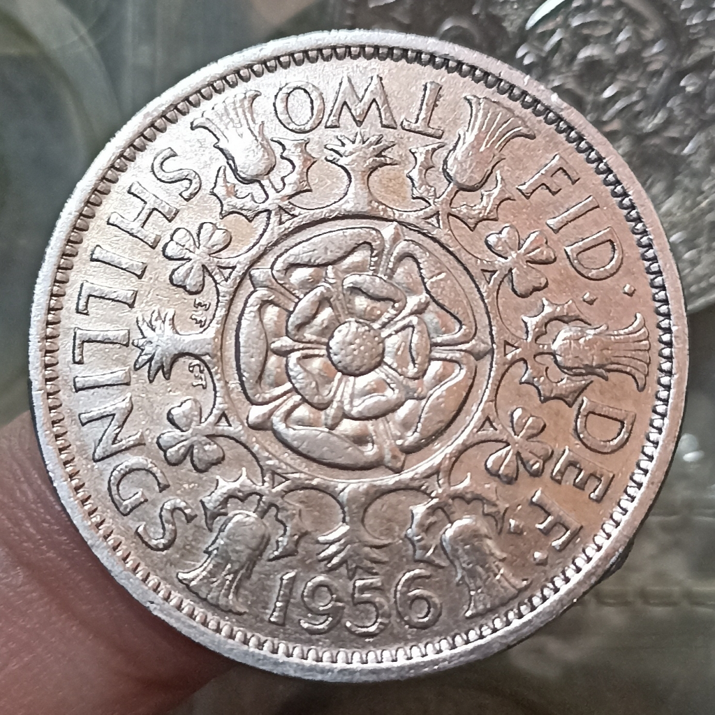 Koin Kuno Inggris UK 2 Shillings - Elizabeth II tahun 1956