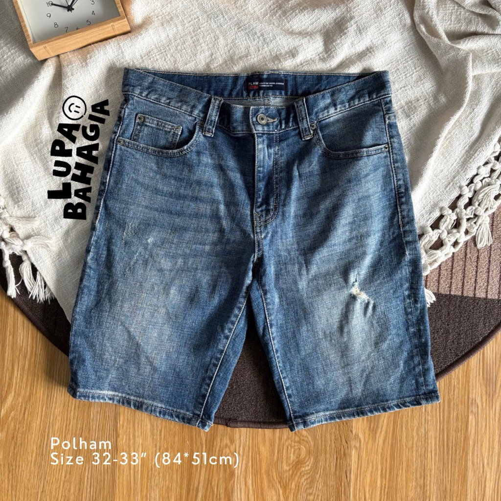 POLHAM Jeans Slimfit Short pants size fit 32-33" | 100% Original (Celana Pendek)