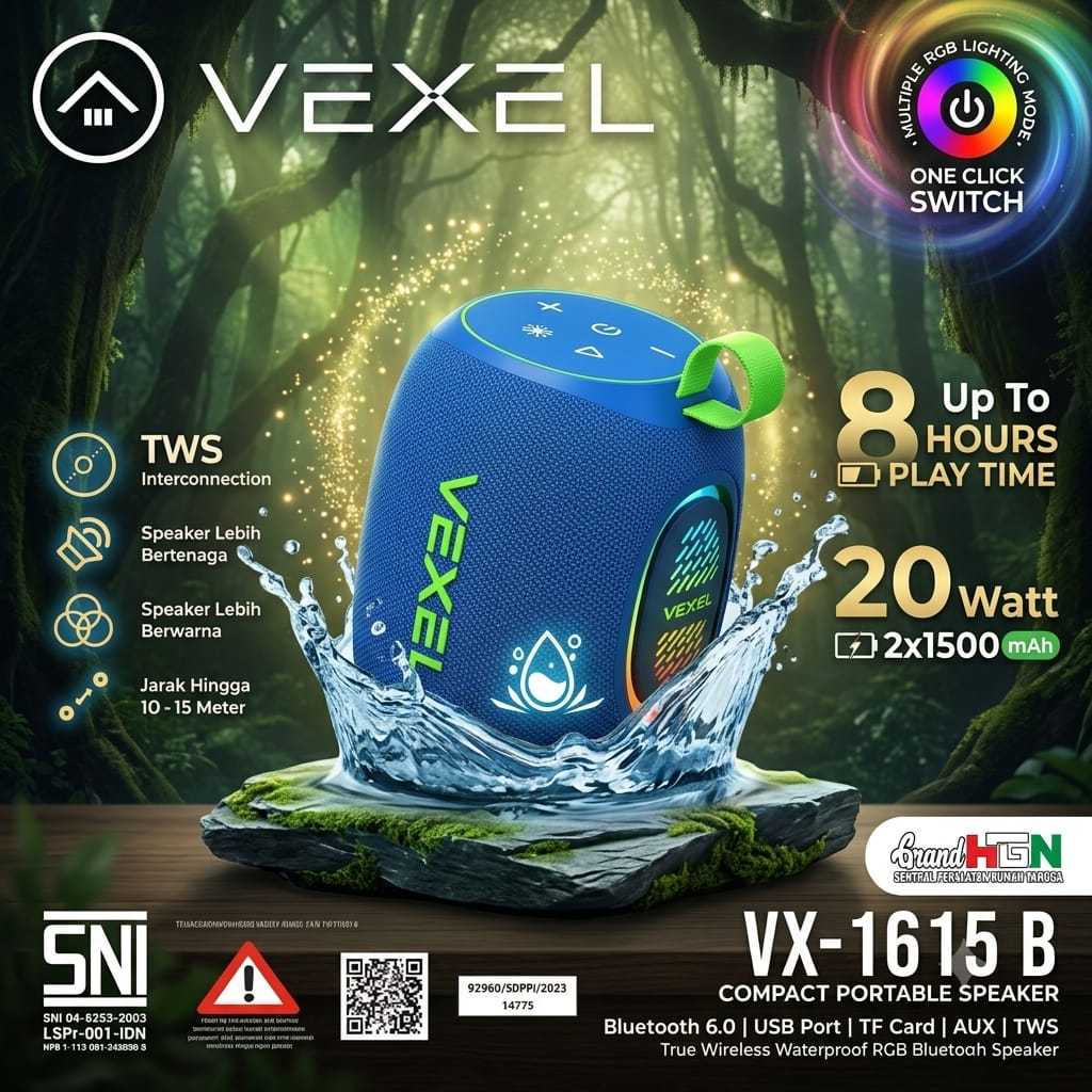 Speaker Bluetooth Vexel VX-1615B – Portable 4.5 Inch Suara Bass Mantap
