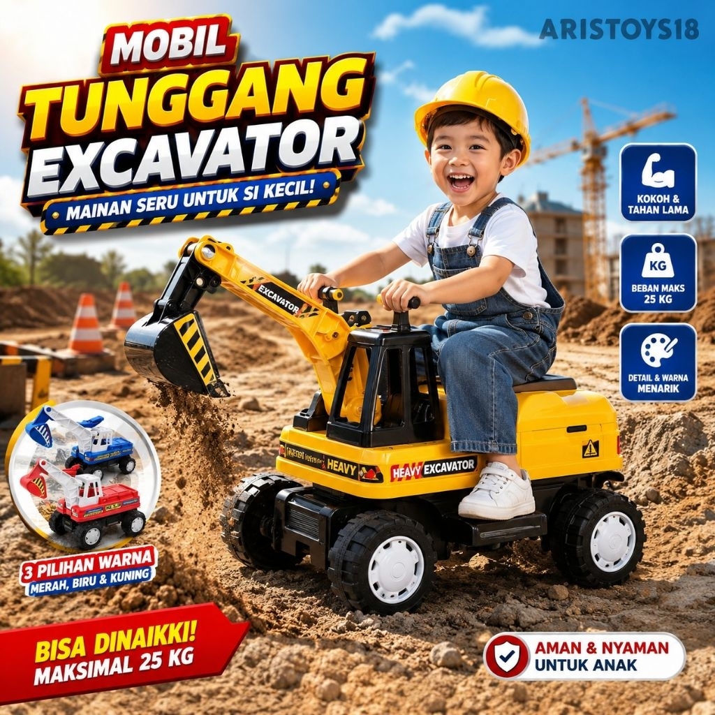 ARISTOYS18 - Mainan Anak Beko Jumbo Bego Besar Excavator Keruk Bisa Dinaiki ST 2121