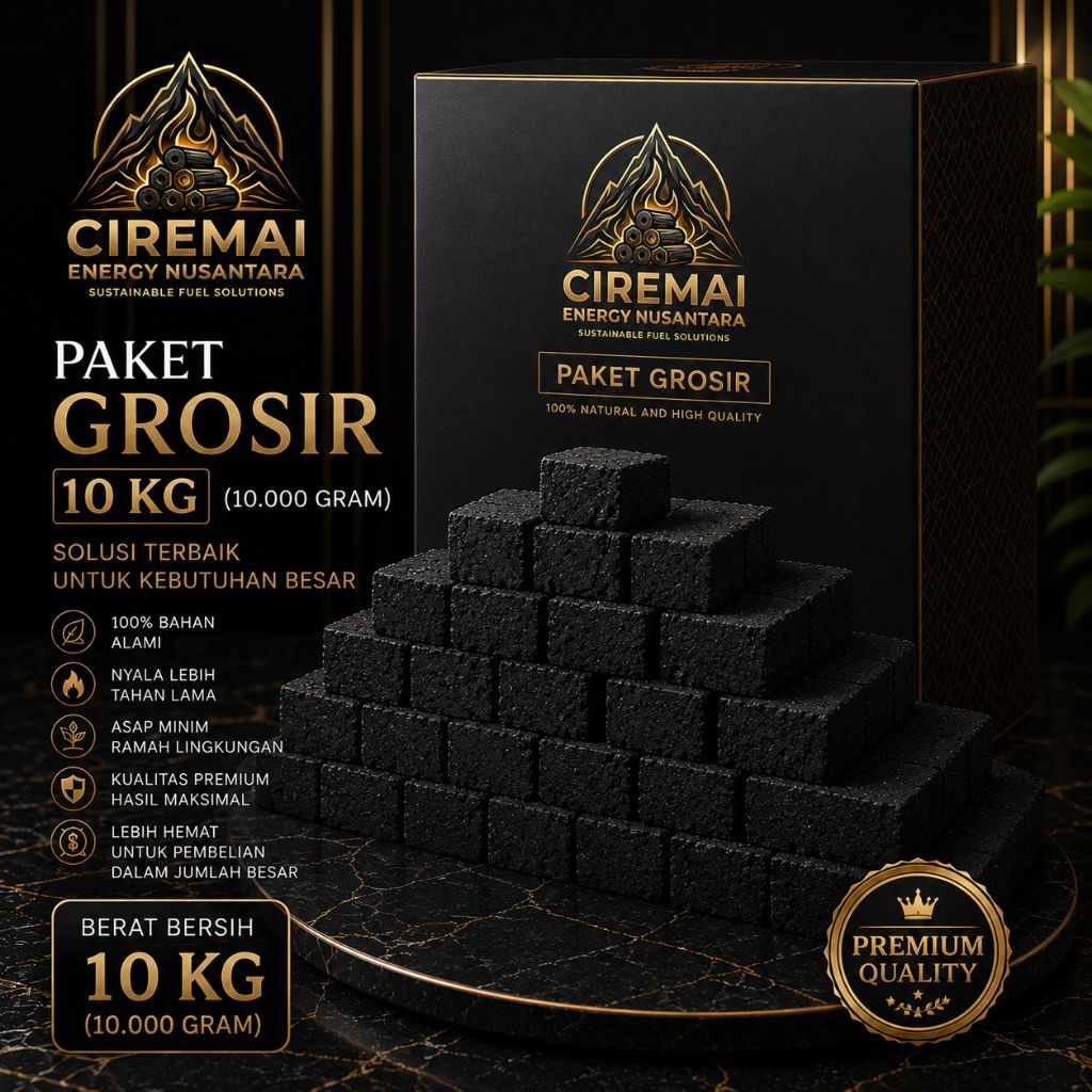 Briket Arang Kubus Grosir 10Kg | Arang Batok Kelapa Premium untuk Distributor & Usaha Kuliner