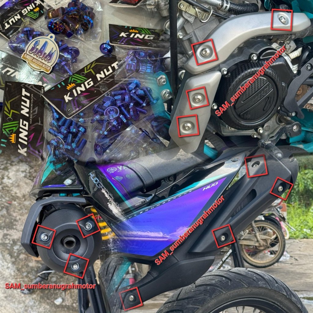 BAUT COVER KNALPOT STANDAR WR155 TITANIUM & PROBOLT SS (harga dapat 11 baut) kenalpot std wr wr155r 