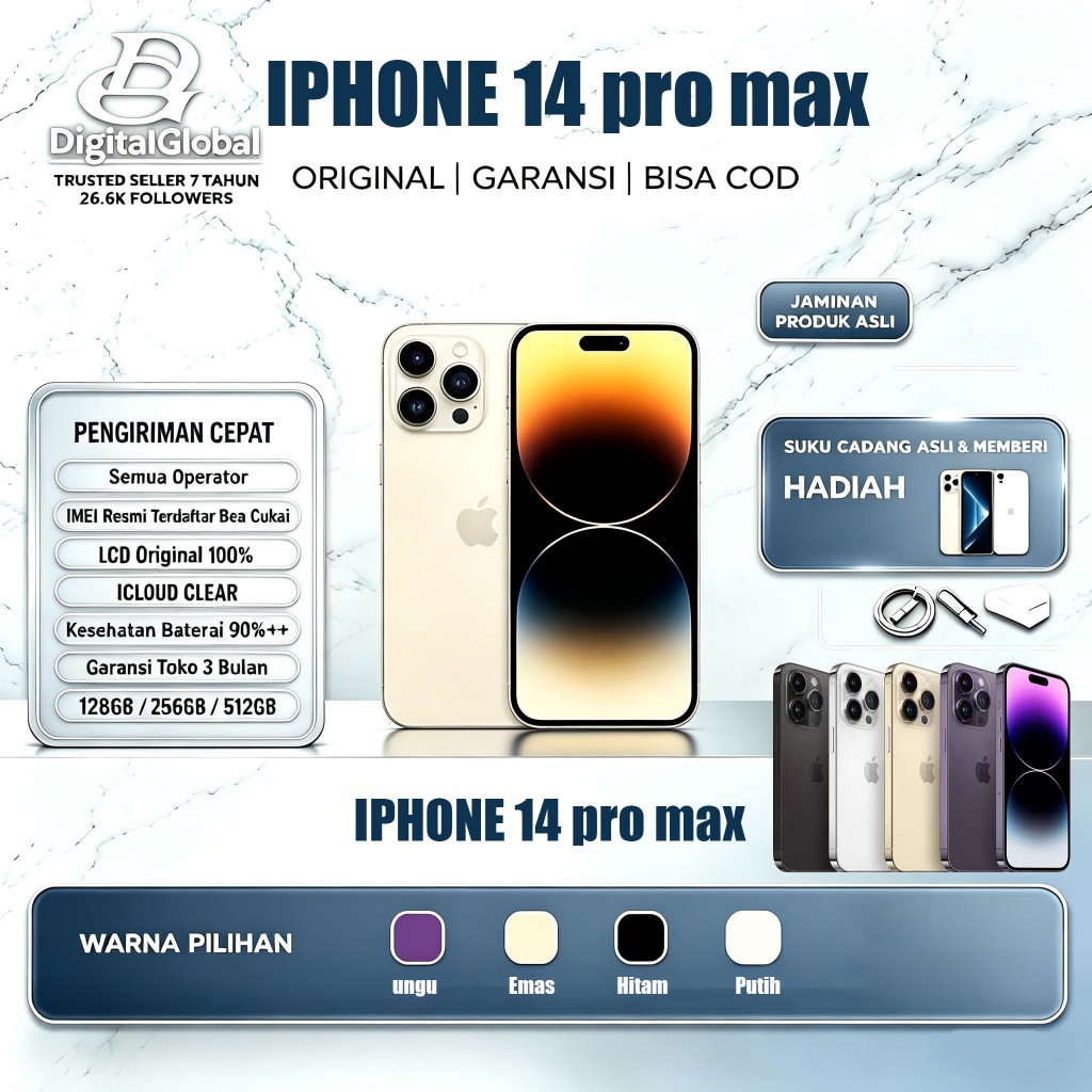 IPHONE 14 Pro Max / IP 14 Pro Second inter ProMax Normal 128GB 256GB 512GB 1TB Bekas digitalglobal