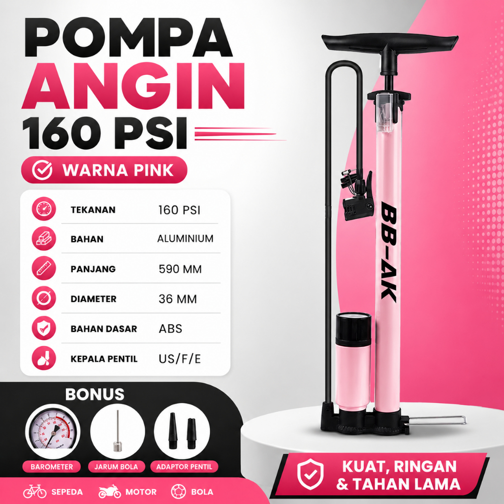 Pompa Sepeda Motor Mobil Bola Ban Roda Model Tabung Meter Manual Pompa Ban Sepeda TERMURAH XTRA BARO