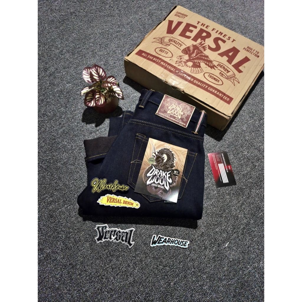 VERSAL DENIM "DRAKEWOOD" 18 OZ UNSANFORIZED DENIM INDIGO X BROWN WEFT