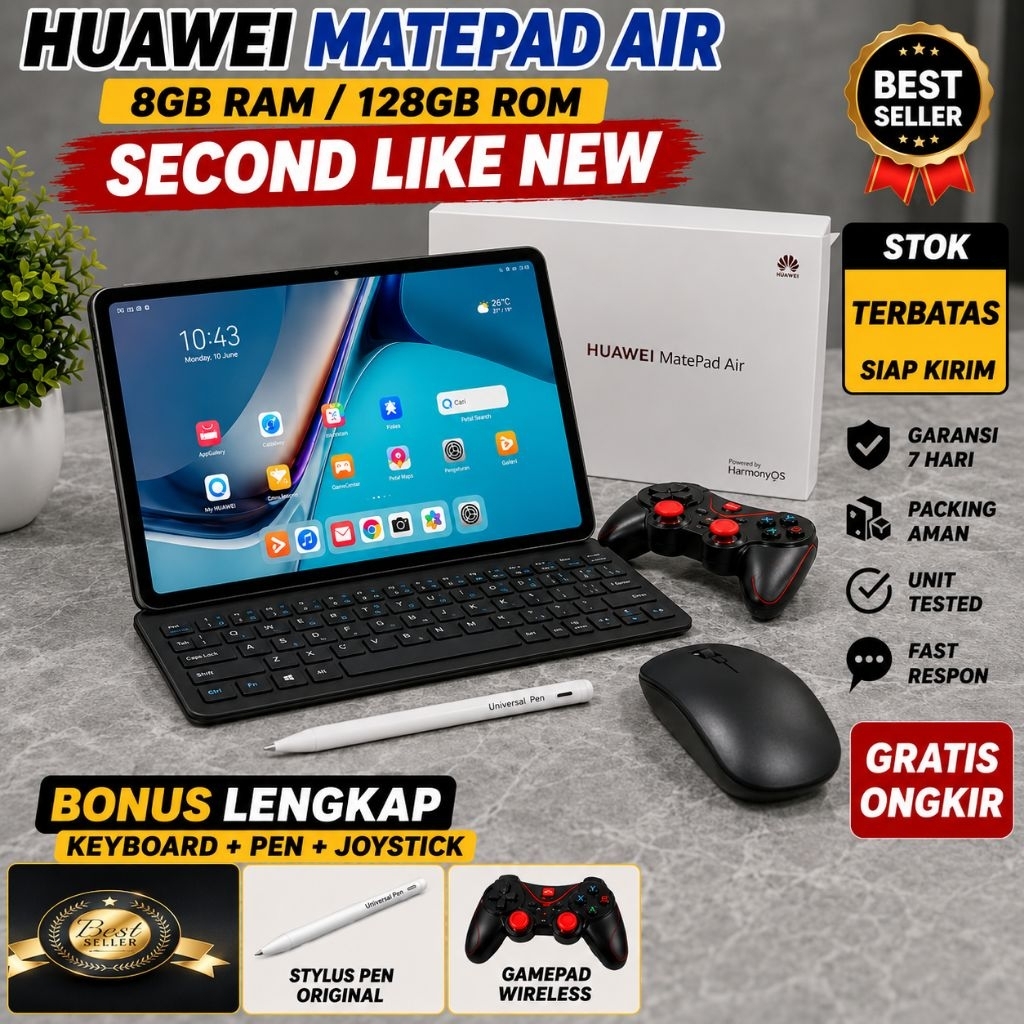 Huawei MatePad Air 11.5 Ram 8 128GB Second Like New Bonus Keyboard SPen Joystick Wireless Tablet Kul