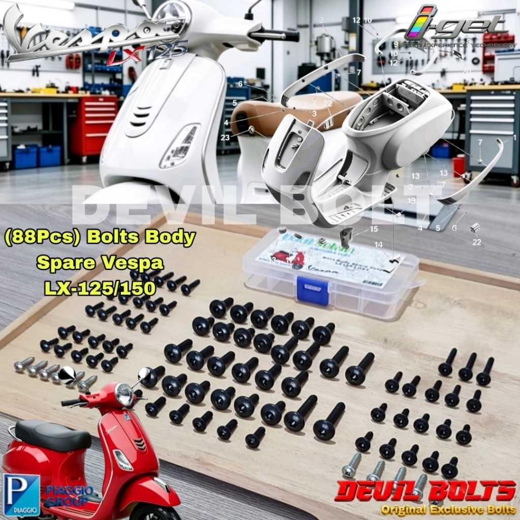 Baut Body Spare Vespa Matic LX 125 Baut Body Vespa LX-125/LX-150