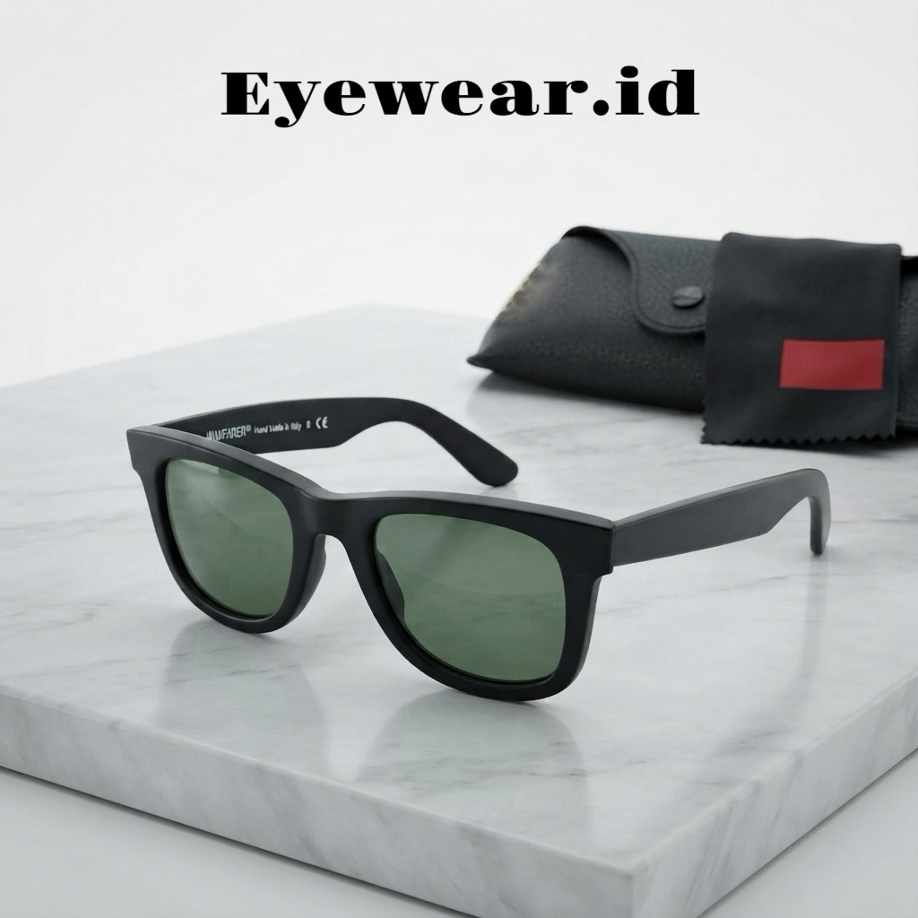 KACAMATA HITAM PREMIUM WAYFARER FASHION TERBARU LENSA KACA ANTIRADIASI PLUS MINUS POLARIZED PRIA