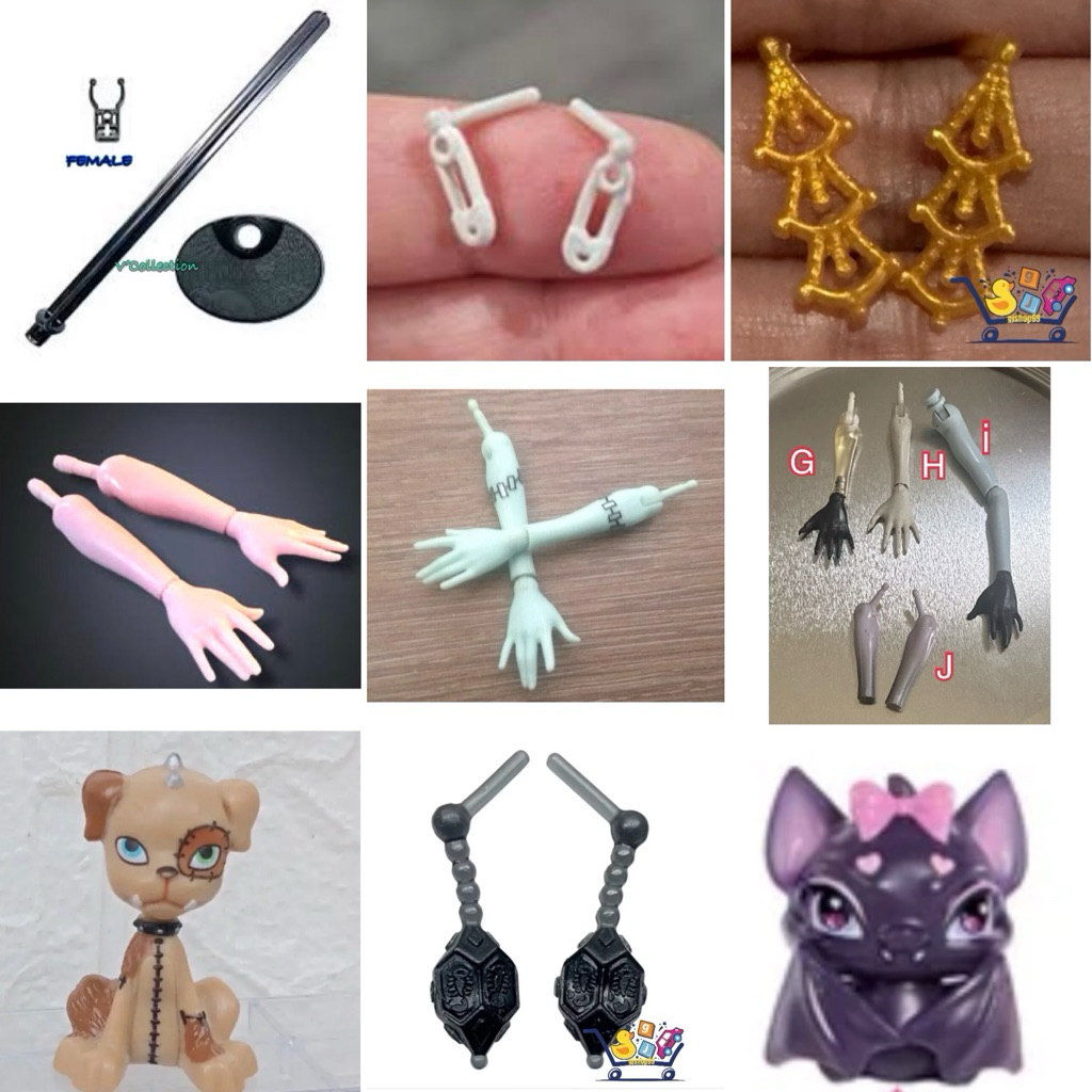 Monster High & Ever After High 02 - kepala / pet / tangan / stand / anting / kacamata