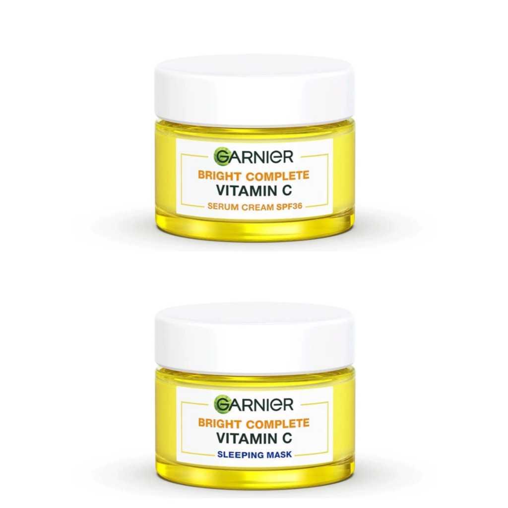 GARNIER Bright Complete Vitamin C Tone Up Day Cream Moisturizer SPF dan Night Cream Sleeping Mask 50