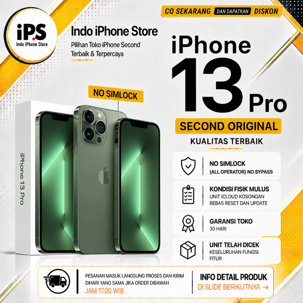 IP 13 Pro 128GB 256GB Second Inter Fullset,Good Condition No Minus No Refurbis No Rekondisi No Rijek
