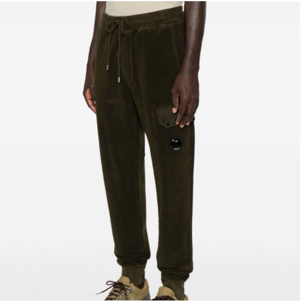 CP Company Black Diagonal Raised Fleece Lens Pants