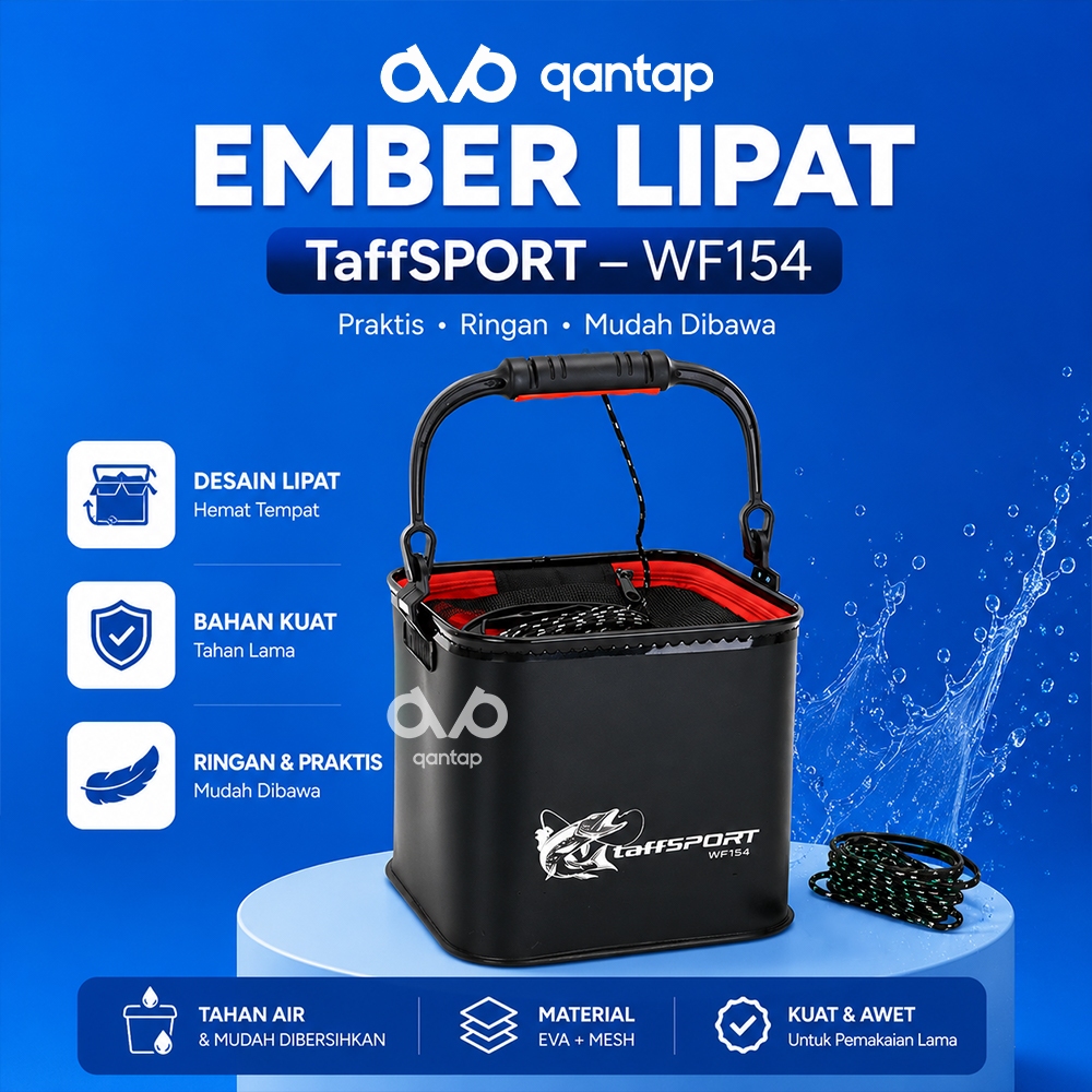Qantap Ember Lipat Taffsport WF154 Model Handel 10 Liter Box Umpan Pancing Ikan Udang Hidup Tas Mema