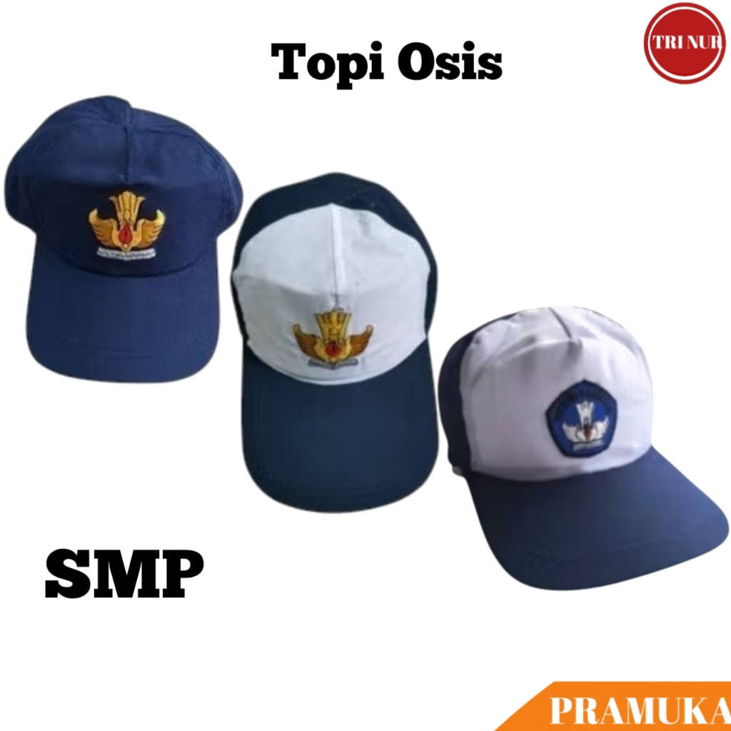 Topi Sekolah SMP Logo Bordir / Topi SMP Logo Biru / Topi SMP Putih Biru / Topi SMP Biru Full / Topi 