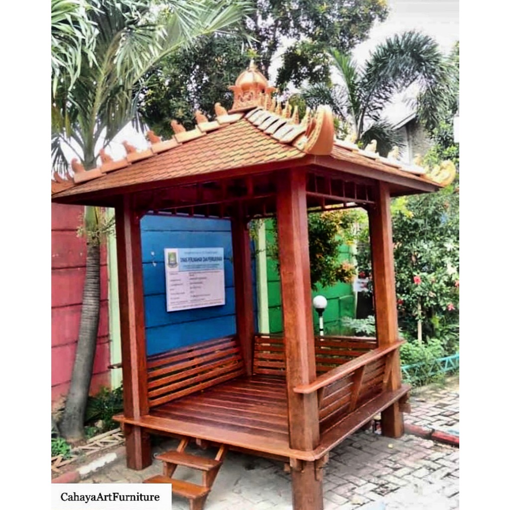 gazebo taman kayu jati minimalis | saung gazebo taman kayu jati minimalis | gazebo mahoni minimalis