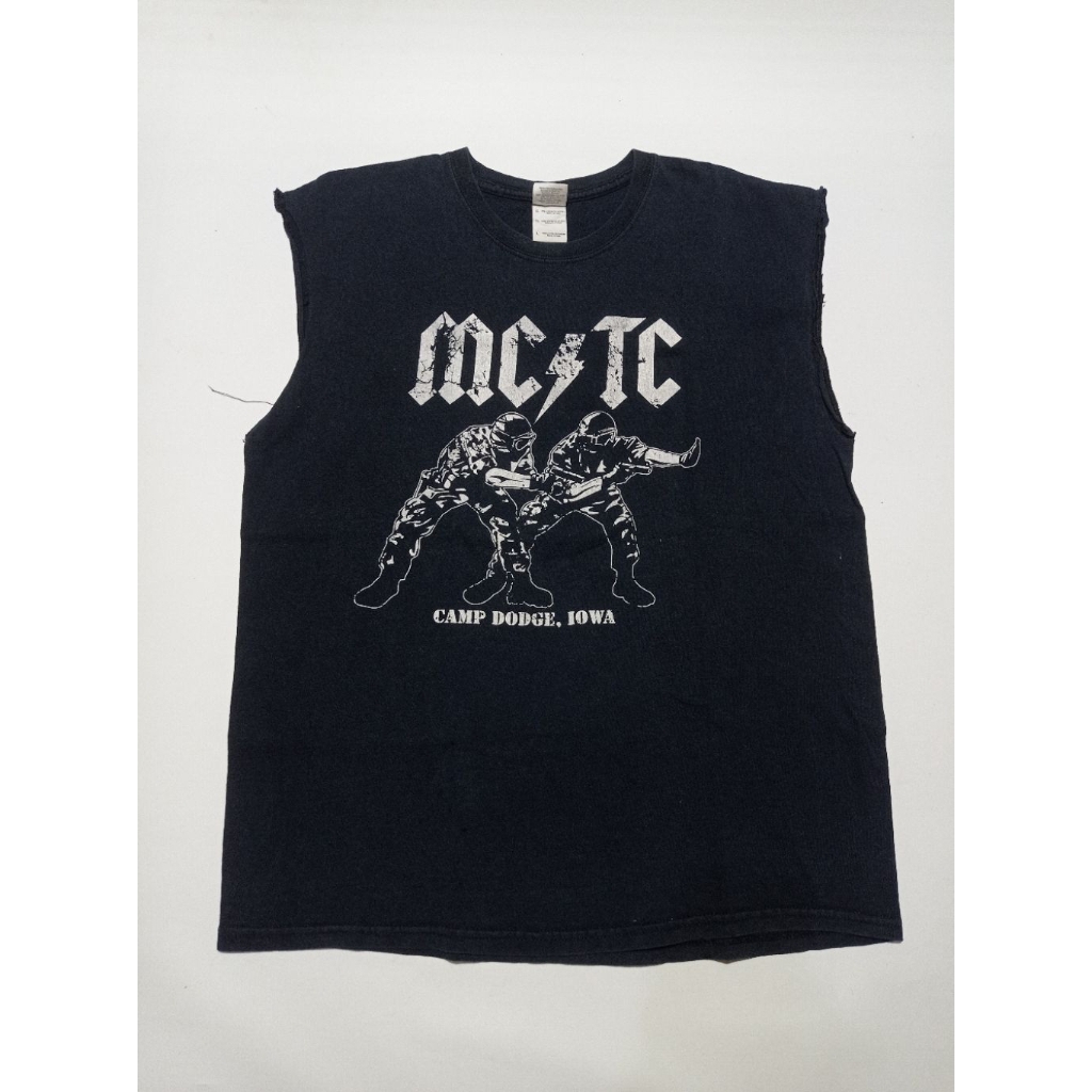 Kaos Band Parodi ACDC MC/TC American Tour Sleevelees Warna Hitam Size L Second Brand Gildan