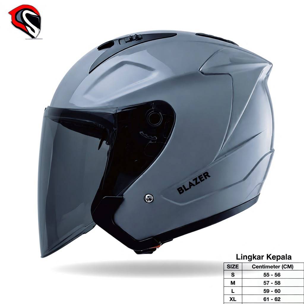 HELM HALF FACE DEWASA HKM BLAZER KACA HITAM SMOKE SNI ORIGINAL HELM PRIA DAN WANITA